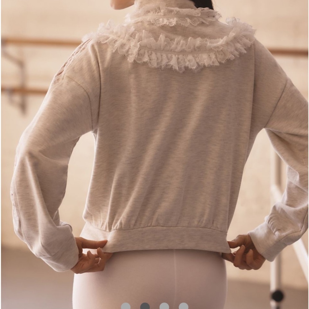 Gray Ruffled Zip-Up Jacket - Picture 3 of 5